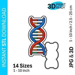 DNA double helix | Cookie Cutter STL/JPG | 14 Sizes | Instant Download