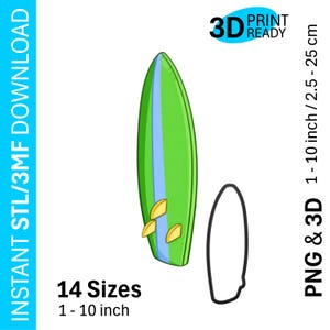 Surfboard | Cookie Cutter STL/3MF | 14 Sizes | Instant Download