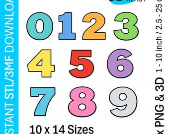 Números del 0 al 9 | Cortador de galletas STL/3MF | 14 tamaños | Descarga instantánea