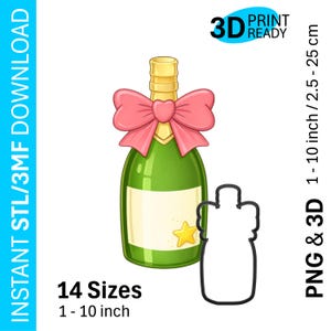 Champagne Loop | Cookie Cutter STL/3MF | 14 Sizes | Instant Download