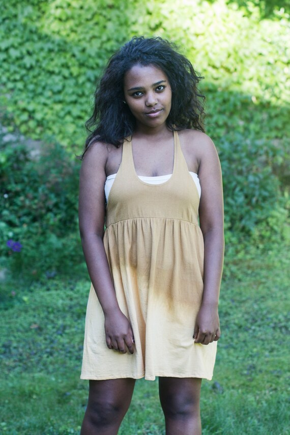 Womens Upcycled Dress Ombre Dip Dye Mustard Yellow Etsy
