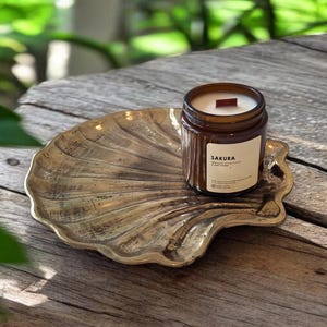 Brass Shell Tray – Vintage Coastal Jewelry Dish, Boho Decor