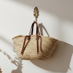 Gancho de pared con hojas de latón / Decoración botánica vintage