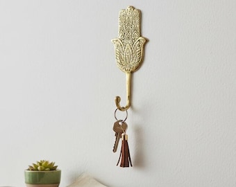 Brass Hamsa Hand Wall Hook – Spiritual Boho Home Decor
