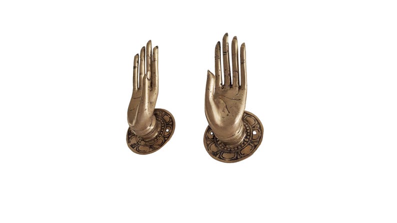 Hand Shape Decor Vintage Brass Hand Wall Decor Set – Unique Sculptural Hands, Eclectic ...
