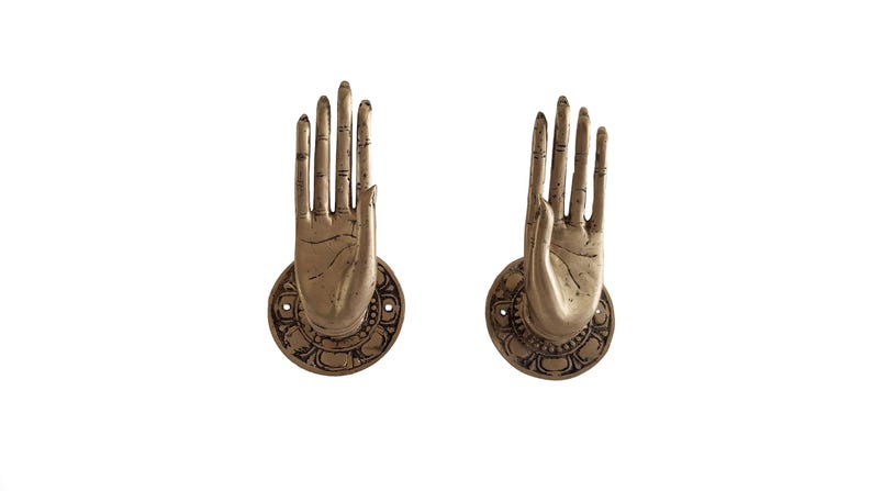 Hand Shape Decor Vintage Brass Hand Wall Decor Set – Unique Sculptural Hands, Eclectic ...
