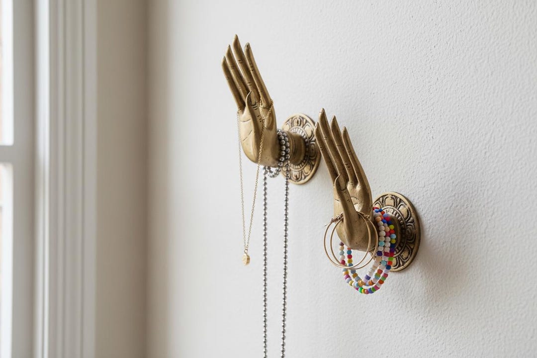 Hand Shape Decor Vintage Brass Hand Wall Decor Set – Unique Sculptural Hands, Eclectic ...