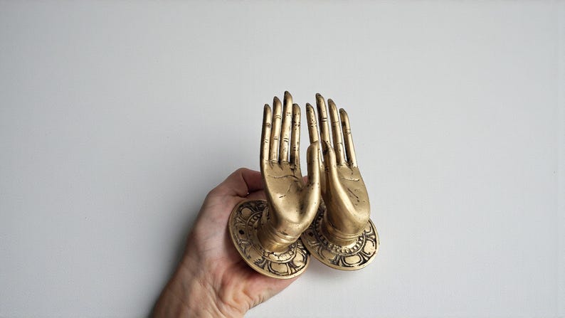Hand Decor Vintage Brass Hand Wall Decor Set – Unique Sculptural Hands, Eclectic ...