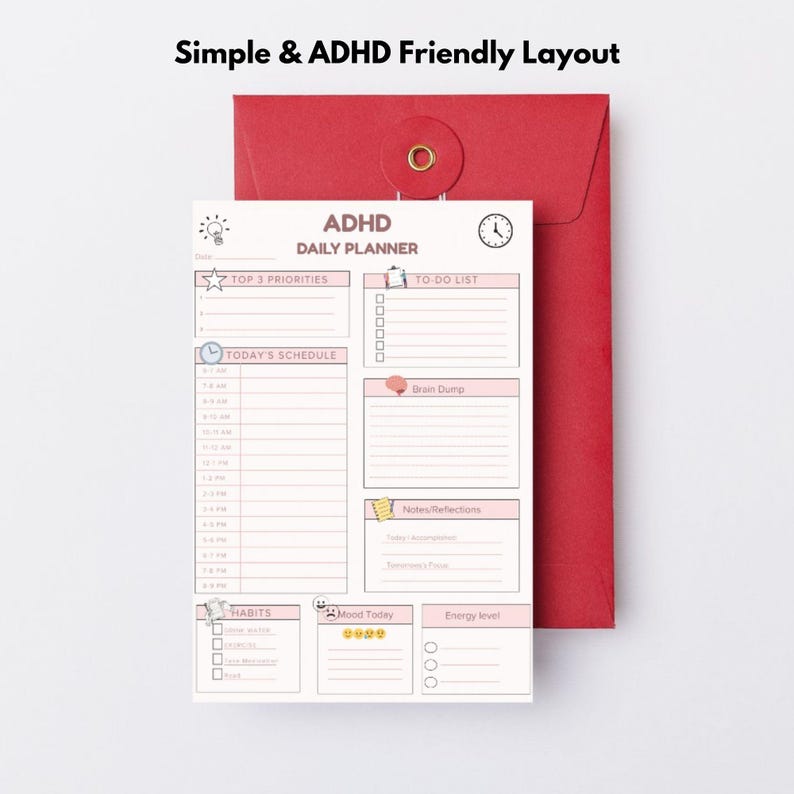 ADHD Daily Planner Printable | Minimalist Focus & Productivity PDF ...