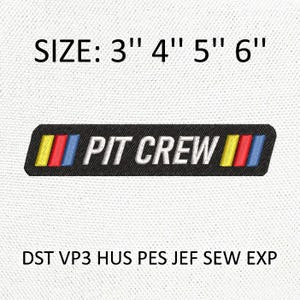 Pit Crew F1 Racing logo embroidery File 4 Sizes