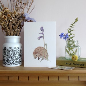 Igel-Grußkarte - Bluebell-Karte - Igelkarte - Wildtierkarte - Blanko-Grußkarte- Naturkarte
