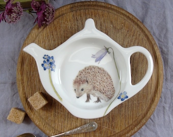 Hedgehog Teabag Holder -Teabag Tidy -British wildlife Teabag Dish- Gift For Tea Lovers -Tea Stocking Filler -Hedgehog gift -wildlife gift