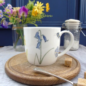 Bee Mug - Bone China Mug - Floral Mug - spring flowers mug - Gift For Bee Lovers -Gift for gardeners - Tea Mug - Bone China Coffee Mug