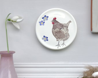 Chicken mini wall plate- Chicken wall art- Hen wall art- Farmhouse wall art- Cottage core - Hen party Gift- Decorative Plate - chicken gift