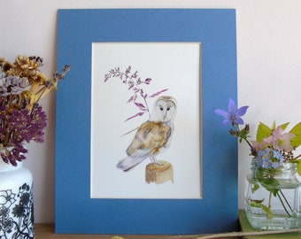 Schleiereule Giclée Print - A5 Wildlife Fine Art Print - Kinderzimmer Druck - Kinderzimmer Druck - Zauberhafter Kunstdruck - Eule Natur Print