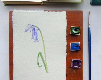 Original Watercolour Bluebell painting - Original Unframed Bluebell Painting - Affordable Art - Bluebell Wall Art - Floral Wall Decor