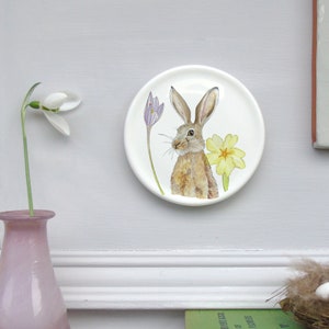 Hare mini wall plate wildlife homeware Gift Nature wall art Wall Decor Spring Decor-Hare wall art Nature Gift-Decorative Plates image 1