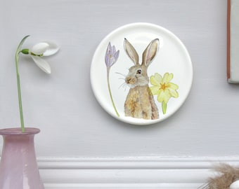 Hare mini wall plate - wildlife homeware Gift - Nature wall art - Wall Decor- Spring Decor-Hare wall art - Nature Gift-Decorative Plates