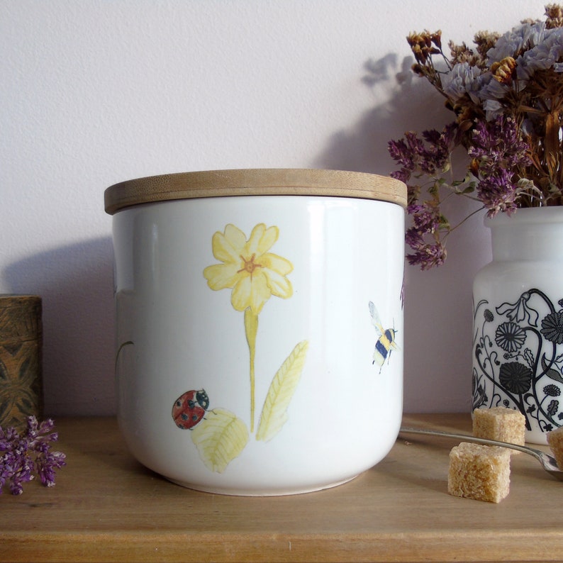 spring flower storage jar bee kitchen canister bee pot spring kitchen decor mothers day gift ceramic pet treat jar image 8