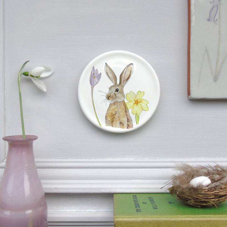 Hare mini wall plate wildlife homeware Gift Nature wall art Wall Decor Spring Decor-Hare wall art Nature Gift-Decorative Plates image 2