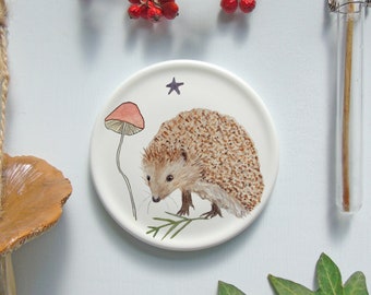 hedgehog mini wall plate - wildlife homeware Gift - Nature wall art - Wall Decor-woodland Decor-Bird Gift Idea-Nature Gift-Decorative Plates