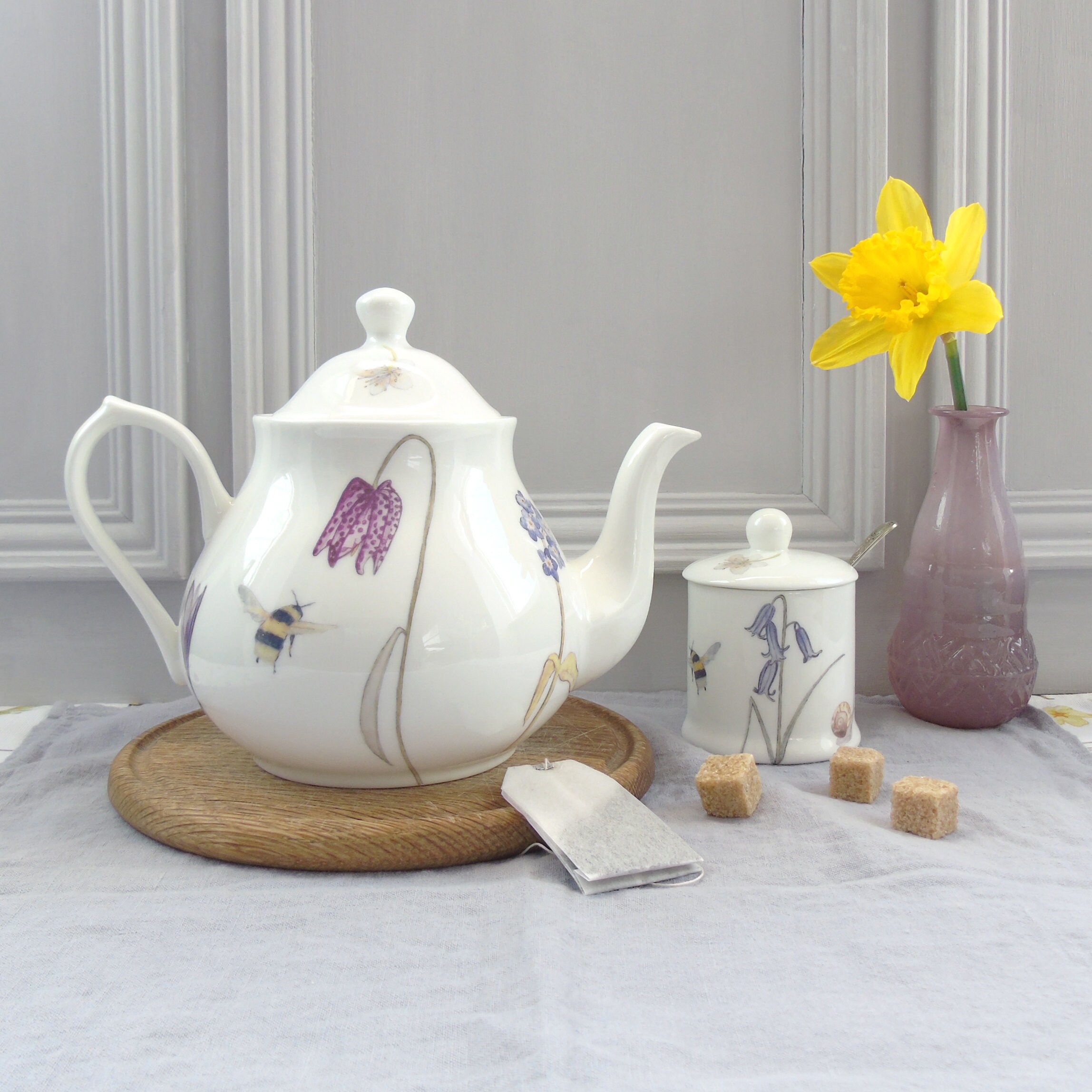 Fine China Tea Set Afternoon Tea Set Bee Tea Set Floral Etsy UK
