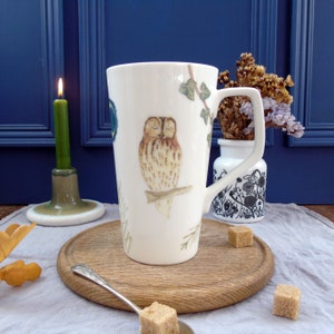 Tawny owl Latte Mug - Coffee Mug- Gift for Coffee Lovers - Bone china Coffee Mug - Bone China Latte Mug - Owl Coffee Mug - Cone Shaped Mug