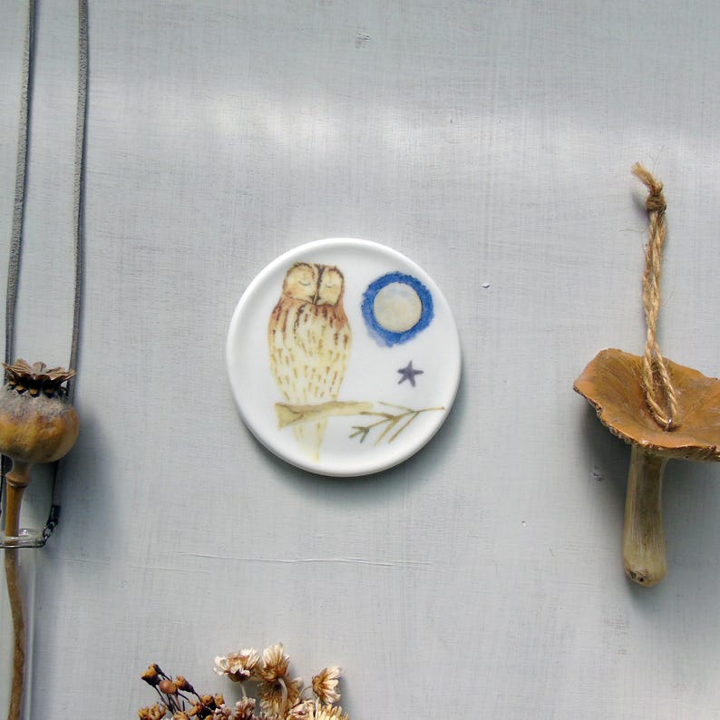 Tawny Owl mini wall plate - owl Homeware Gift - Nature wall art - Wall Decor-Bird Decor-Bird Gift Idea-Nature Gift-Decorative Plates 画像 6