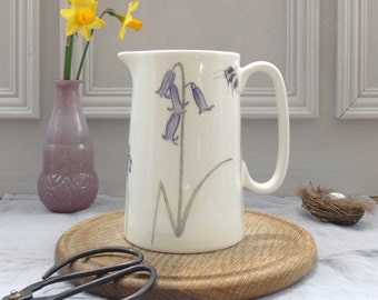 Spring Flower One Pint Jug - Floral Pitcher - Bee Jug - Bone china Milk Jug - Bone china Vase - Kitchen Table Vase - Spring flower vase