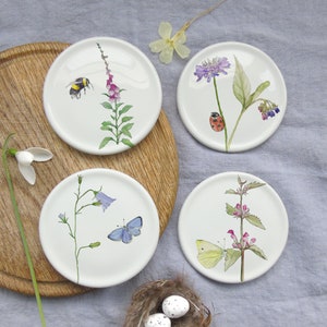 Wildflower Coasters - Floral Homeware Gift - Bee Coasters - gift for gardeners -summer flower coasters - botanical coasters -floral coasters