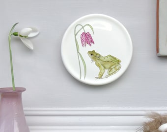 Frog mini wall plate - wildlife homeware Gift - Nature wall art - Wall Decor- spring Decor-frog Gift Idea-Nature Gift-Decorative Plates