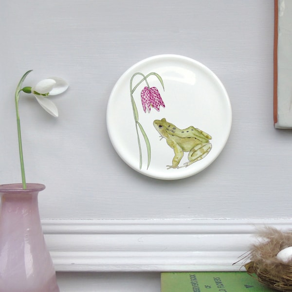 Frog mini wall plate - wildlife homeware Gift - Nature wall art - Wall Decor- spring Decor-frog Gift Idea-Nature Gift-Decorative Plates