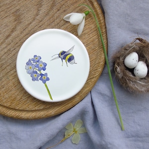 Forget me not coaster - spring coaster -nature decor - new home gift- ceramic coaster- bee coaster - wildlife coaster - nature coaster