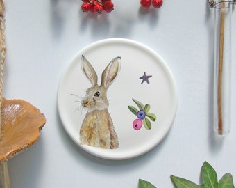 Hare mini wall plate - wildlife homeware Gift - Nature wall art - Wall Decor- Autumn Decor-Hare wall art - Nature Gift-Decorative Plates