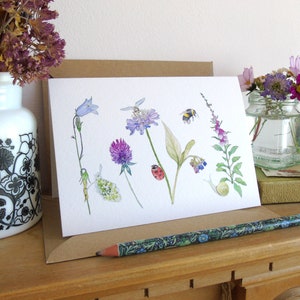 Wildflower greetings card - Butterfly card - Wildlife card - any occasion card - nature card - cottage core card - floral card