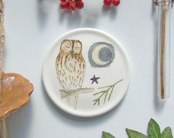 Tawny Owl mini wall plate - owl Homeware Gift - Nature wall art - Wall Decor-Bird Decor-Bird Gift Idea-Nature Gift-Decorative Plates