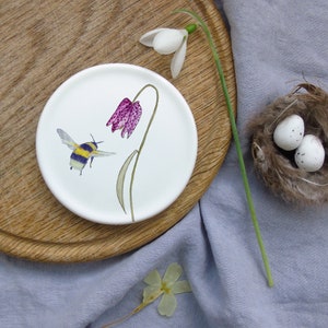 Fritillary coaster - spring coaster -nature decor - new home gift- ceramic coaster- bee coaster - wildlife coaster - nature coaster