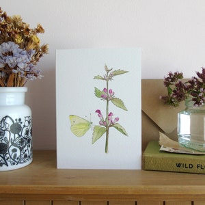 Wildblumen Gruß-Karte - Schmetterling Karte - Wildtier Karte - jede Gelegenheit Karte - Natur Karte - Cottage Kern Karte - Rote Taubnessel Karte