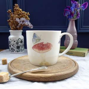 Toadstool Mug - Bone China Mug - cottage core mug - wildlife Mug - autumnal mug - Gift For nature Lovers -Mushroom Mug - cottagecore kitchen