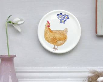 Chicken mini wall plate- Chicken wall art- Hen wall art- Farmhouse wall art- Cottage core - Hen party Gift- Decorative Plate - chicken gift