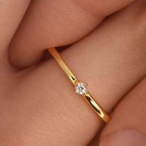 18K guldpläterad sterlingsilver solitärring • Justerbar öppen armband, CZ-sten