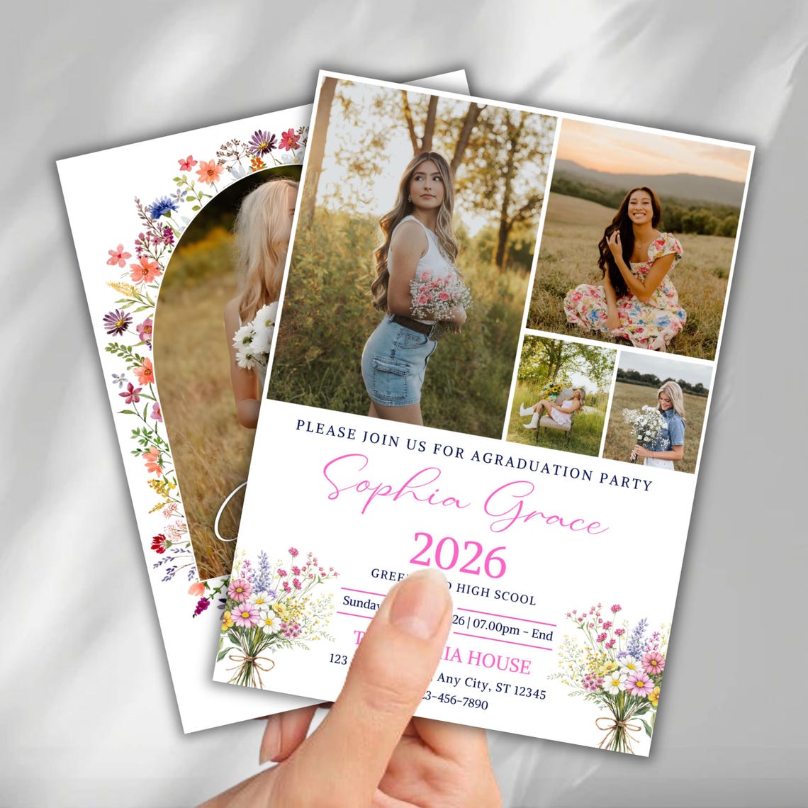 Multi Page Invitations Wildflower Graduation Party Invitation Editable Graduation Party Invite ...