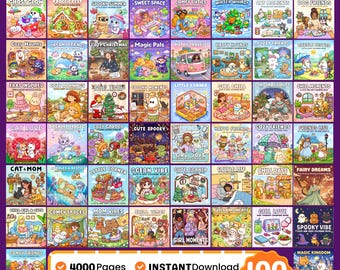 Lot de livres de coloriage confortables, plus de 4 000 pages (téléchargement PDF)