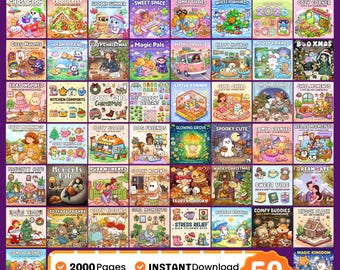 Cozy Coloring Book Bundle, 2000+ Pages (PDF Download)