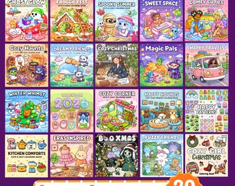 Cozy Coloring Book Bundle, & Easy Designs (800+ Pages) (PDF Download)