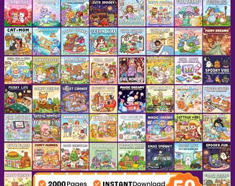Cozy Coloring Book Bundle, 2000+ Pages (PDF Download)