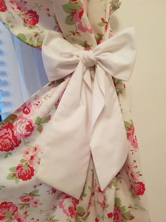 Tie Backs 1 Pair Of Curtain Hold Back Bows Shabby Chic Bows Etsy