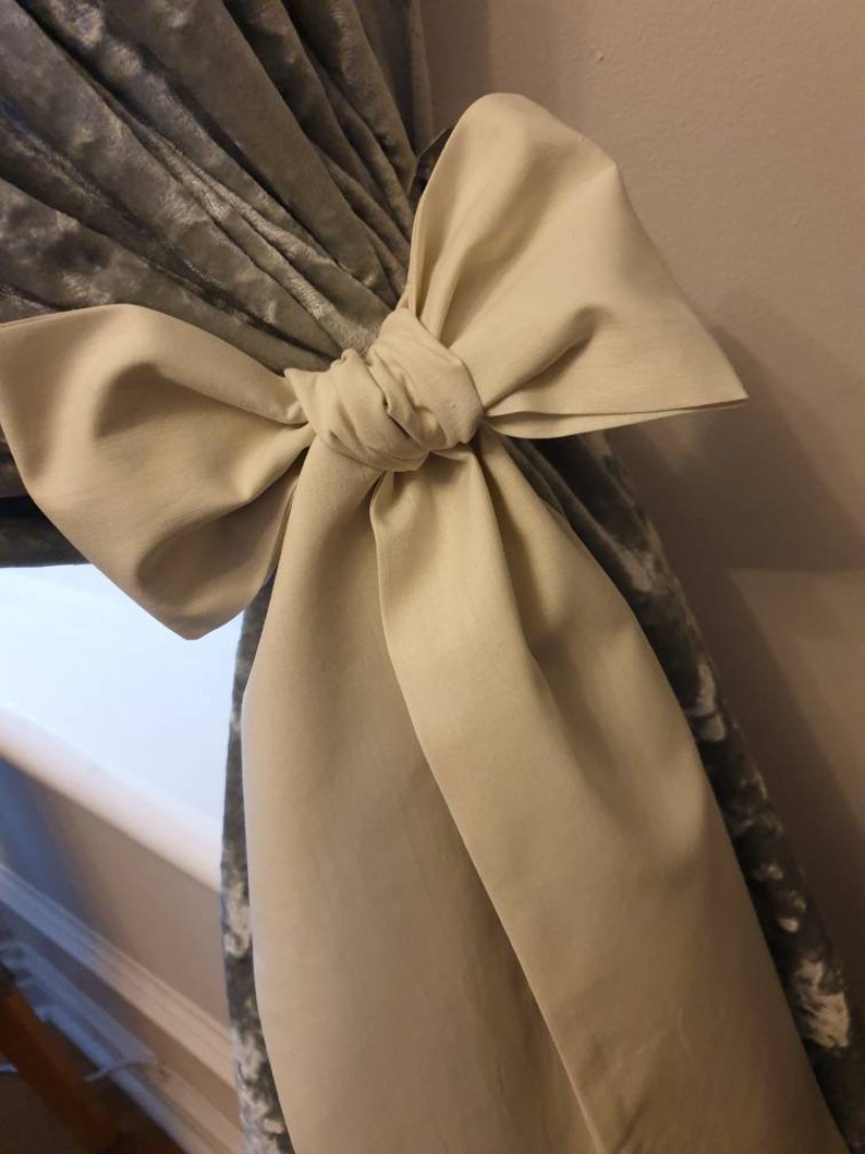 Tie back Bows 1 pair of Curtain hold backs Cream Shabby Chic Etsy