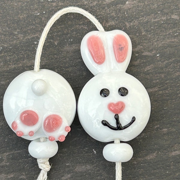 Lampwork Easter Bunny Bead Pair