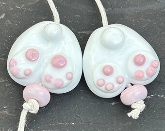 Lampwork Bunny Butts Pair